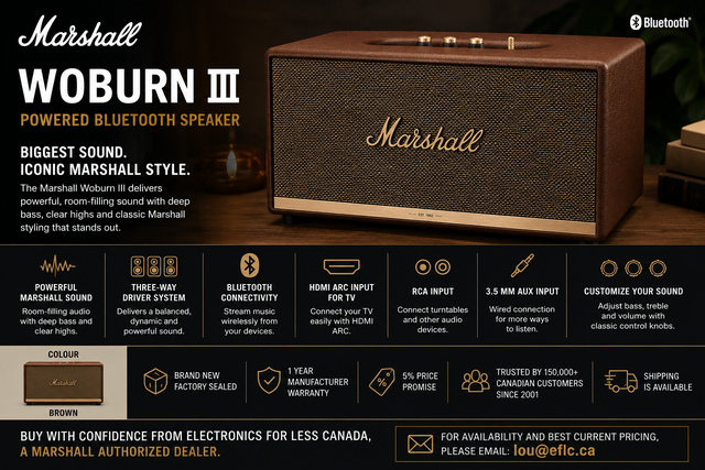 Marshall Woburn III Powered Bluetooth Speaker BROWN