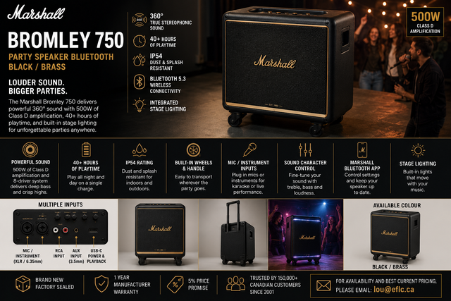 Marshall Bromley 750 Party Speaker Bluetooth – Black / Brass