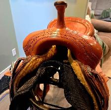16.5" Ranch Cutter Irvine Saddlery Leather Saddle - Photo 3