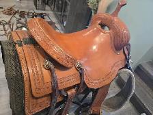 16.5" Ranch Cutter Irvine Saddlery Leather Saddle - Photo 7