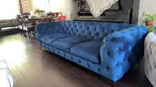 Modern blue velvet fabric sofa and loveseat (brand new) - Photo 4