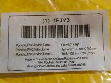 Rain Poncho With Hood size 52" X 80" 1EJY3 PVC Nylon Yellow NEW - Photo 2