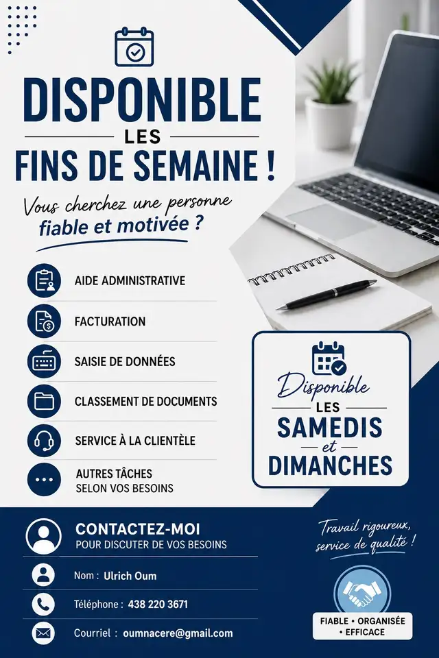 Disponible en fin de Semaine !