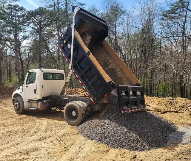 Gravel mulch 3/4 crush limestone sand