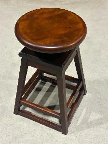 Vintage Wooden Swivel Stool (w Round Seat & Four-Legged Base)