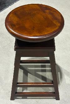 Vintage Wooden Swivel Stool (w Round Seat & Four-Legged Base) - Photo 2