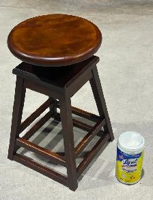 Vintage Wooden Swivel Stool (w Round Seat & Four-Legged Base) - Photo 3