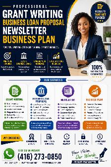 GRANT WRITING, BUSINESS LOAN PROPOSAL, NEWSLETTER, BUSINESS PLAN