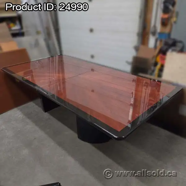 Mahogany and Black 108' x 54' Boardroom Table