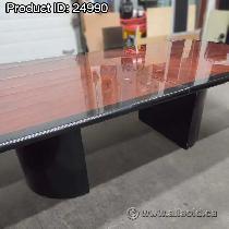 Mahogany and Black 108' x 54' Boardroom Table - Photo 2