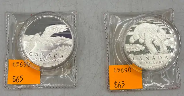 .999 Fine Silver 2014 Canadian Animal Coin(s) - Owl & Bear