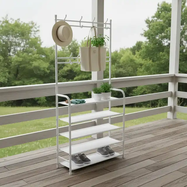 Brand New 5-Tier Entryway Shoe Rack Coat Hook Special $10