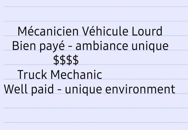 Mécanicien Véhicule Lourd/Truck mechanic $$