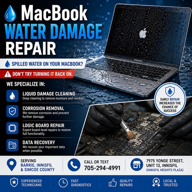 MacBook Water Damage Repair in Barrie – Spilled Water