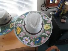 TWO UNIQUE  HAND PAINTED  LADIES WESTERN SUN HATS