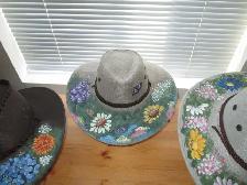 TWO UNIQUE  HAND PAINTED  LADIES WESTERN SUN HATS - Photo 2