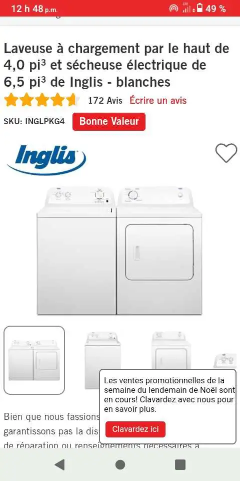 Ensemble Laveuse et Sécheuse Inglis neuve dans la boîte 700$