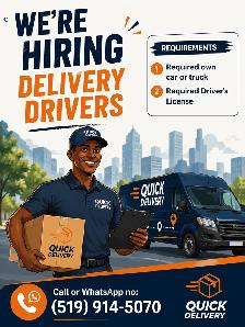 DELIVERY DRIVERS NEEDED IN HAMILTON ( Required Own Car)