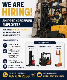 Shipper/receiver with valid forklift license