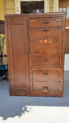 Large solid beautiful wooden wardrobe dresser. $75.00