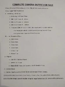Complete Camera Package