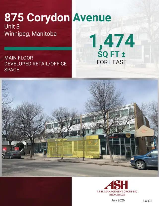 Retail Office Space for Lease 875 Corydon Avenue