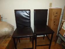 TWO BAR STOOLS - BLACK LEATHER