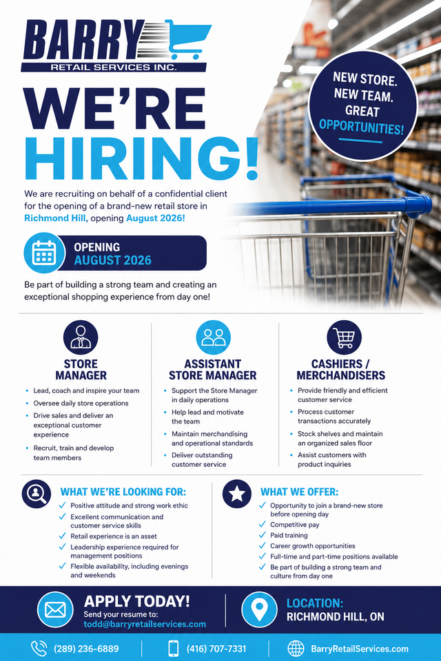 All Store Positions - New Store Opening