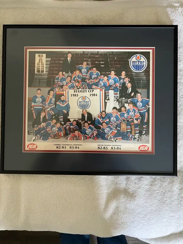 3 Vintage Gretzkys & Oilers 1st Cup. Never Hung, Prof. Framed.