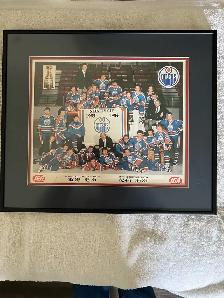 3 Vintage Gretzkys & Oilers 1st Cup. Never Hung, Prof. Framed.