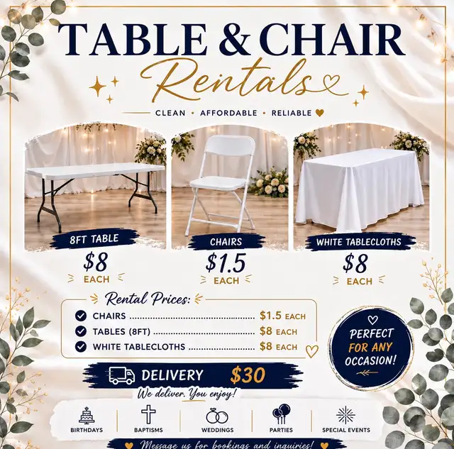 Table & Chair Rentals for Every Occasion!