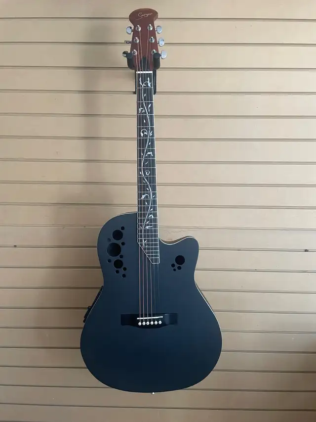 Round back Electric Acoustic Guitar Black