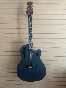 Round back Electric Acoustic Guitar Black