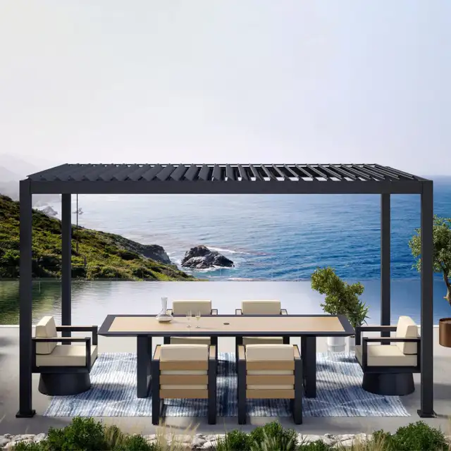 Mirador Adjustable Louvered Aluminum 9 x 15 Pergola 1807225