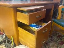 Quality wood desk old bell telephone equipment with chair - Photo 5