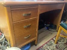 Quality wood desk old bell telephone equipment with chair - Photo 6