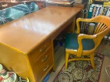 Quality wood desk old bell telephone equipment with chair - Photo 8