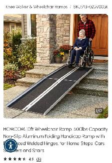 HOMCOM 10ft Wheelchair Ramp, 600lbs Capacity Non-Slip Aluminum F