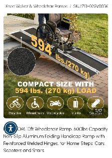 HOMCOM 10ft Wheelchair Ramp, 600lbs Capacity Non-Slip Aluminum F - Photo 3