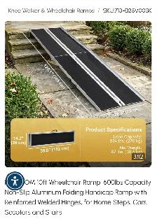 HOMCOM 10ft Wheelchair Ramp, 600lbs Capacity Non-Slip Aluminum F - Photo 4