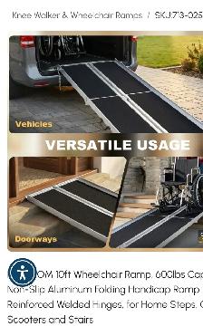 HOMCOM 10ft Wheelchair Ramp, 600lbs Capacity Non-Slip Aluminum F - Photo 5