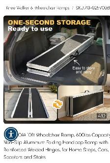 HOMCOM 10ft Wheelchair Ramp, 600lbs Capacity Non-Slip Aluminum F - Photo 7