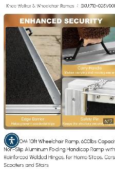 HOMCOM 10ft Wheelchair Ramp, 600lbs Capacity Non-Slip Aluminum F - Photo 8