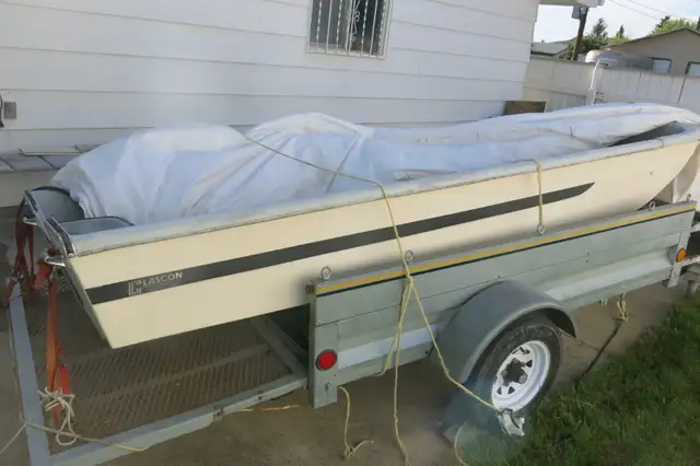 12FT Glascon boat-14ft boast trailer-no vin. New rims and tires