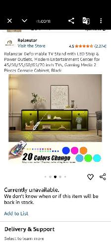 $780 OBO- Like New 65' 4K Smart TV    TV stand with Lights - Photo 9