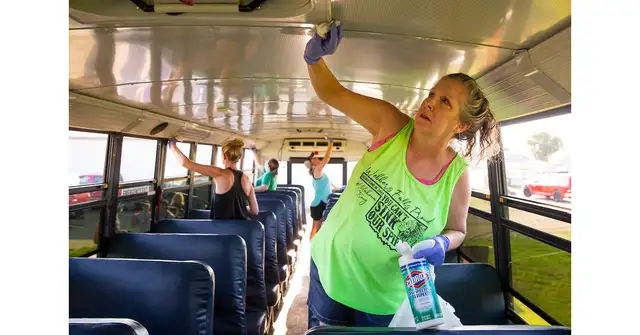 Cleaning buses