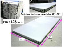 Tablettes à boulonner galvanisées. 18’’ x 36’’
