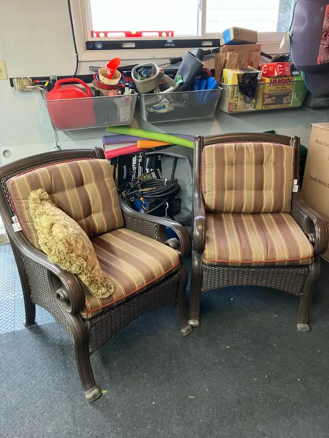 Solid Cast Aluminum Patio Chairs with Cushions