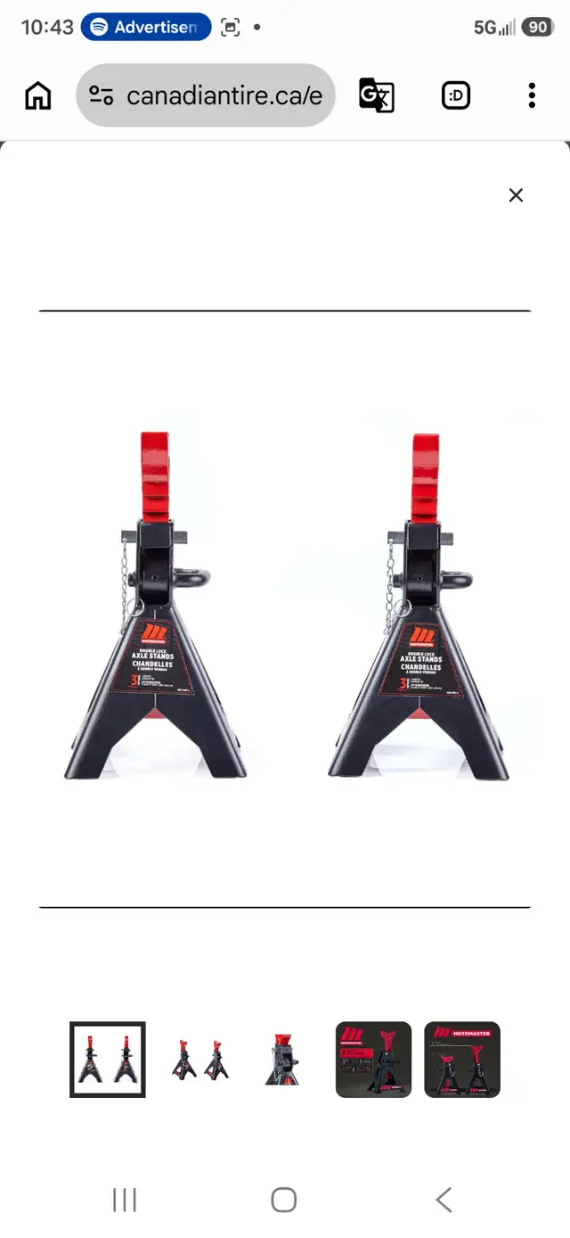 MotoMaster Heavy-Duty Steel Double-Lock 3-Ton Jack Stand / Axle