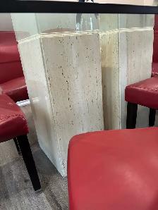 Modern Glass Dining Table Set with Marble Base & 6 Chairs - Photo 3